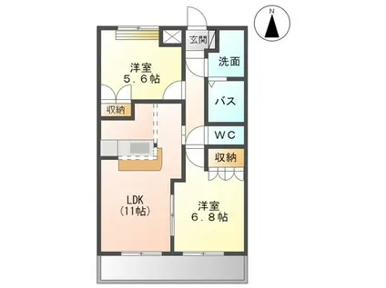 エスポアールS3(2LDK/2階)の間取り写真