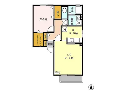 メゾン・ド・クロシェット C(1LDK/2階)の間取り写真