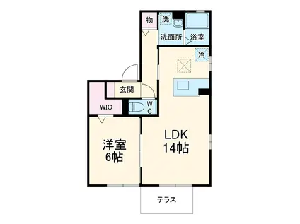 ペネロープ竜王Ⅰ(1LDK/1階)の間取り写真