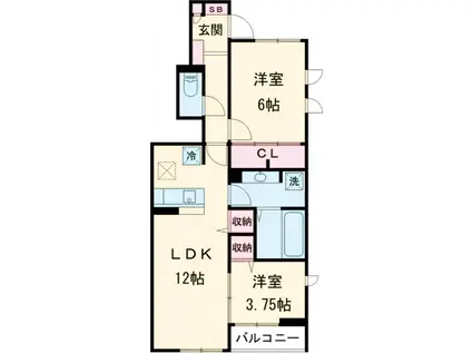 グランドステージⅠ(2LDK/1階)の間取り写真