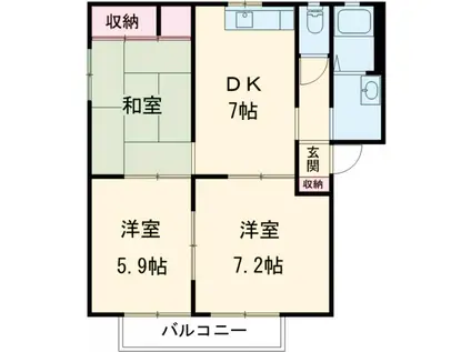 グリーンピュア(3DK/1階)の間取り写真