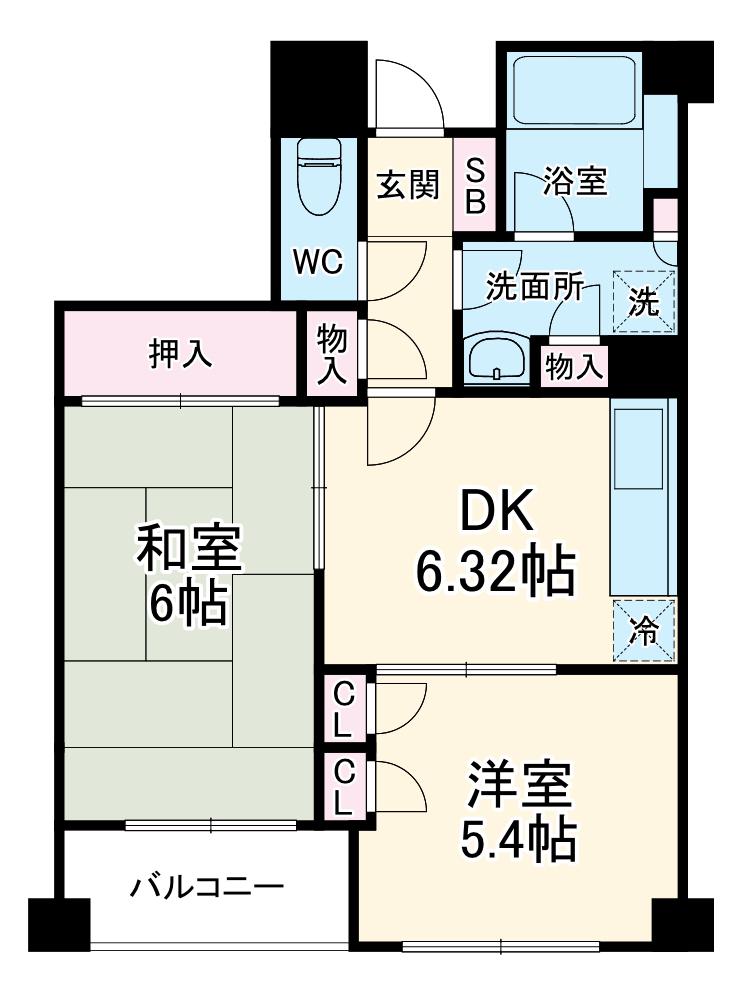 サニーヒルズあざみ野(2DK/2階)の間取り写真