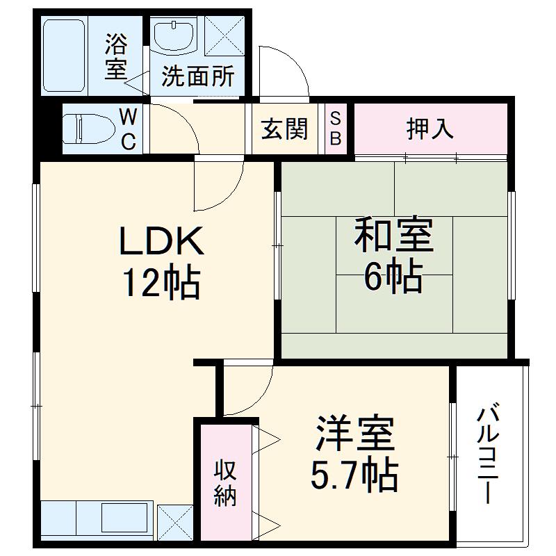 本町北パークハイムⅠ(2LDK/3階)の間取り写真