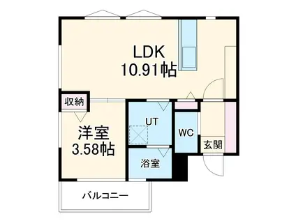 LOHAS豊中稲津町(1LDK/2階)の間取り写真