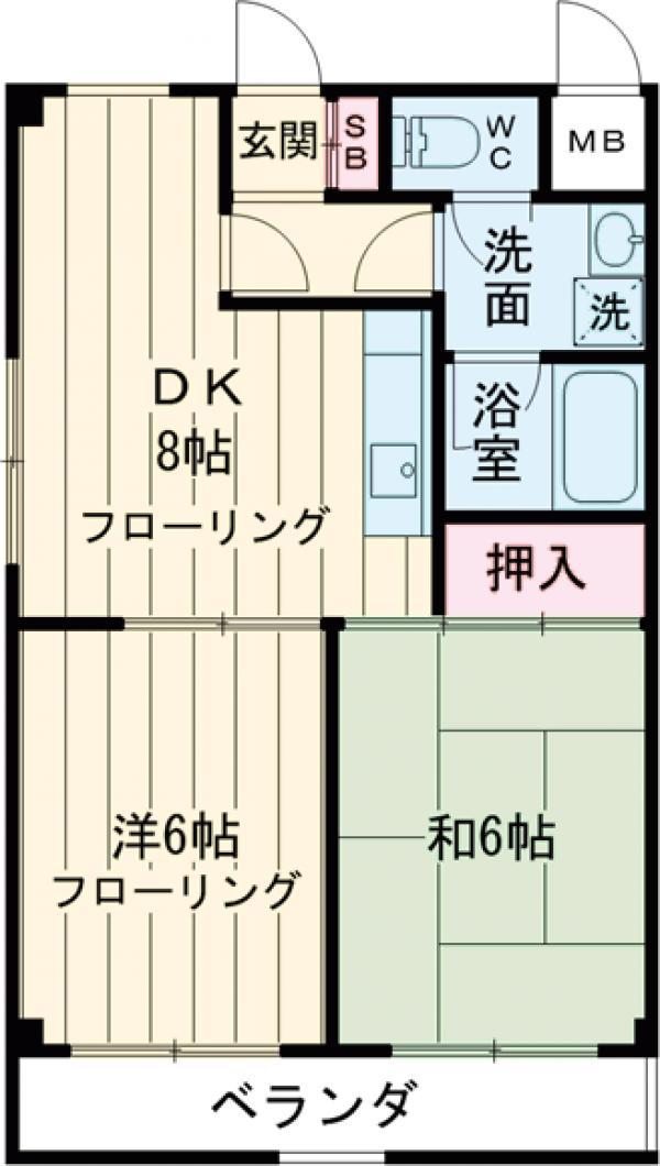 靱江ビル(2DK/2階)の間取り写真