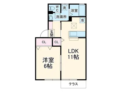 エスポワールサワA(1LDK/1階)の間取り写真