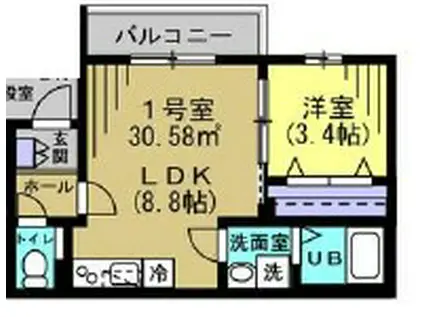 グランドソレイユ新検見川2(1LDK/2階)の間取り写真