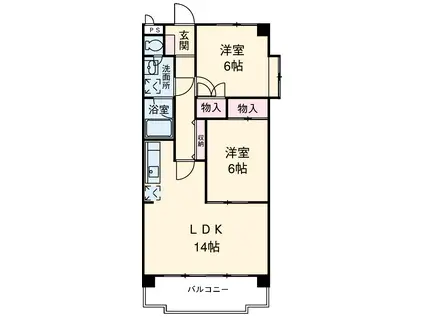 トゥインクルツイン桃山(2LDK/4階)の間取り写真