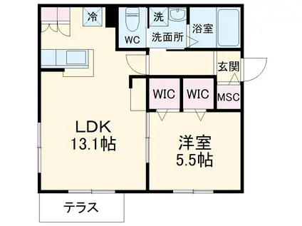 メゾン・ド・マルト(1LDK/1階)の間取り写真