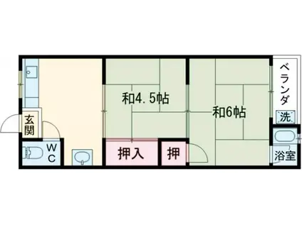第二永井荘(2K/2階)の間取り写真