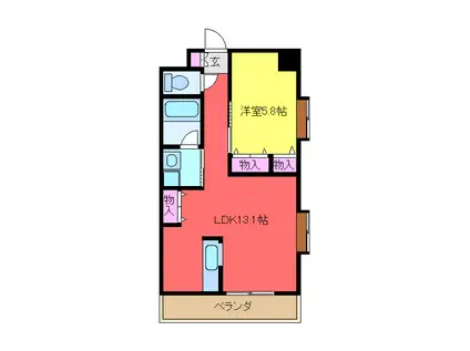 ラウンドタワー オペリア(1LDK/4階)の間取り写真