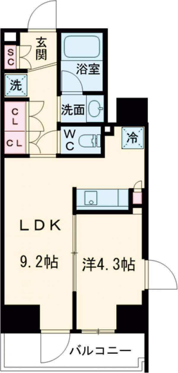 プラウドフラット渋谷笹塚(1LDK/3階)の間取り写真