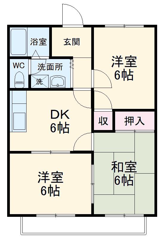 ハイランドモチヅキA(3DK/1階)の間取り写真