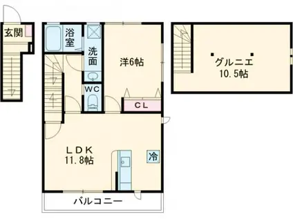 サンライズ聖蹟桜ヶ丘(1LDK/2階)の間取り写真