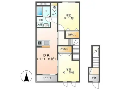 ジュエル コート(2DK/2階)の間取り写真