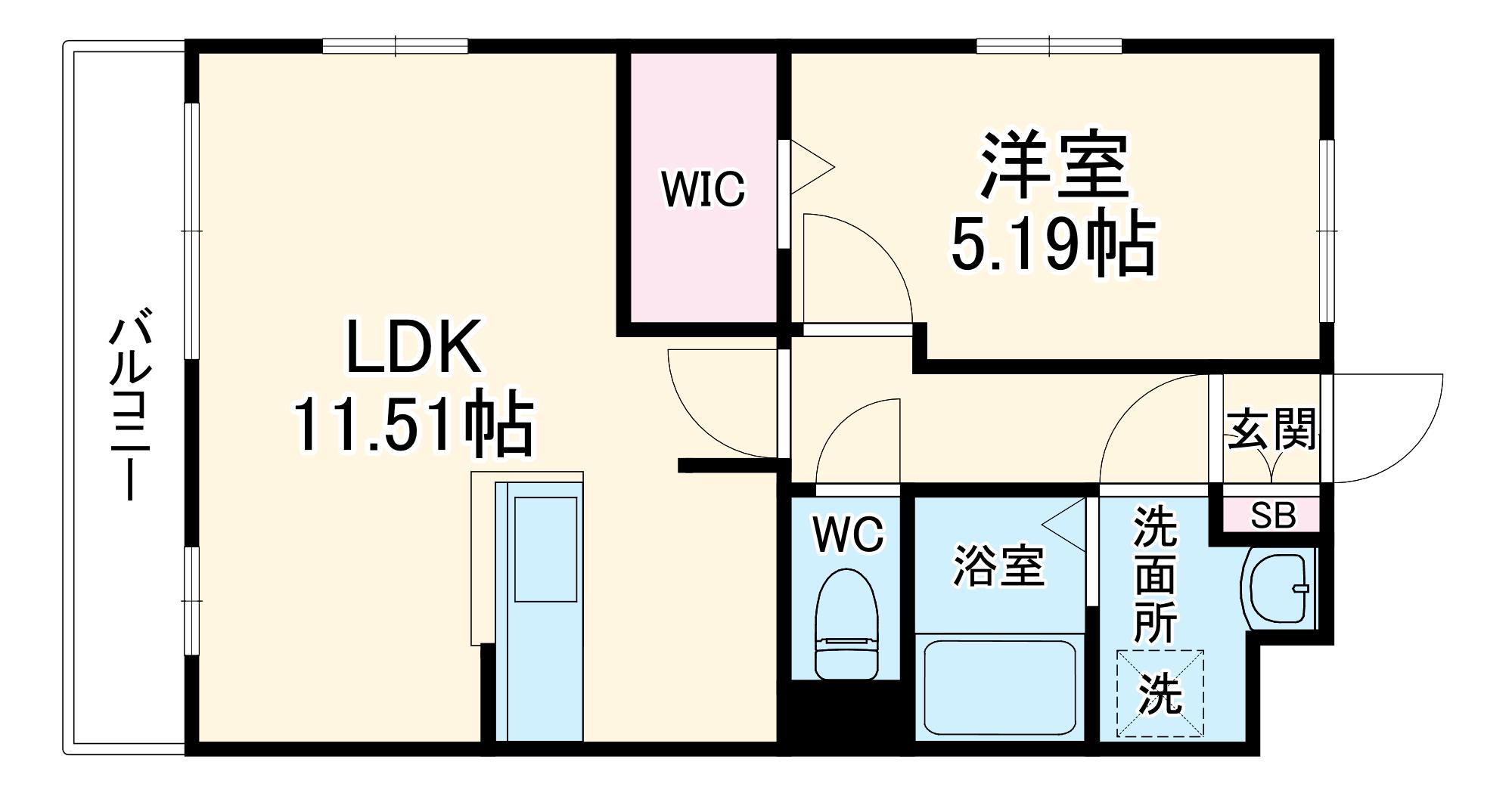 グランソレイユ(1LDK/1階)の間取り写真