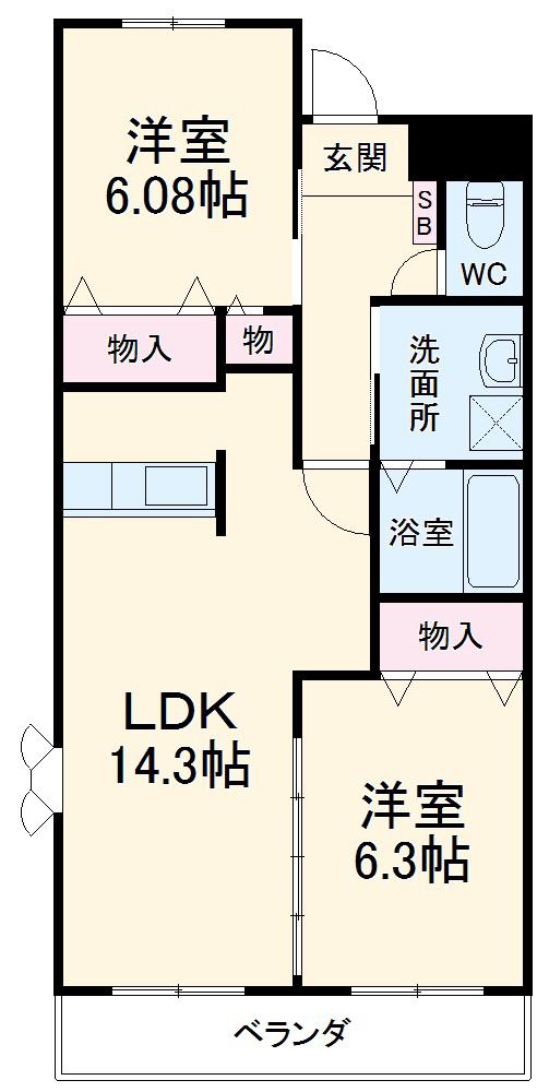 オオシマハイツベル(2LDK/3階)の間取り写真