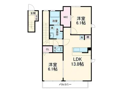 エクレール(2LDK/2階)の間取り写真