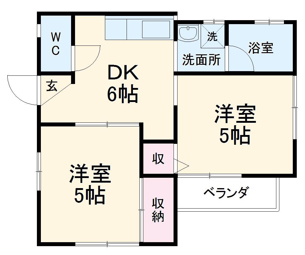 梅香園ハイツ(2DK/1階)の間取り写真