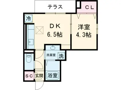 アンジュール高島平1(1DK/1階)の間取り写真