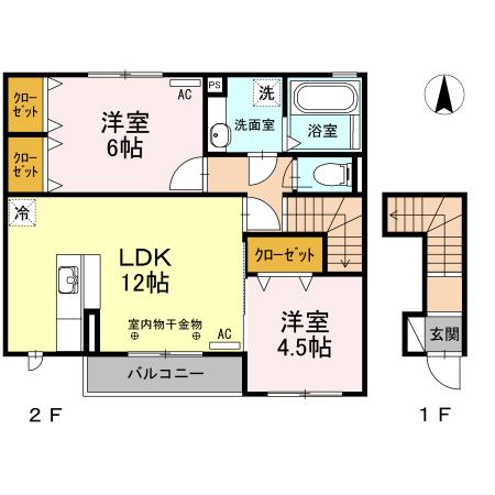 東海道本線 西焼津駅 バス乗車時間：4分 静鉄バス　大井神社前バス停で下車 徒歩18分 2階建 築10年(2LDK/2階)の間取り写真