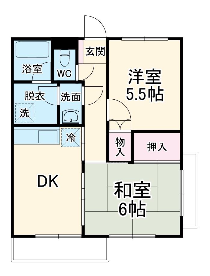 エスポワール北浜(2DK/3階)の間取り写真