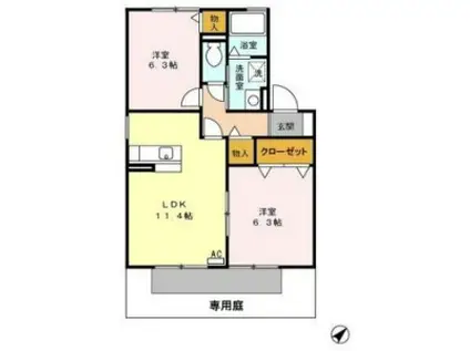 ルミエールセゾン(2LDK/1階)の間取り写真