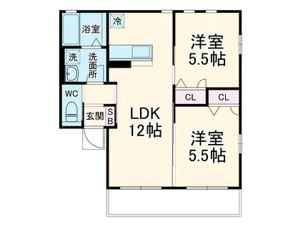 アイリス(2LDK/2階)の間取り写真