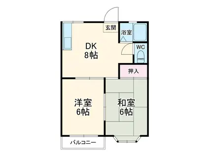 ベースシャローム(2DK/2階)の間取り写真