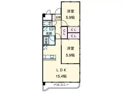 セントフィールド(2LDK/3階)の間取り写真