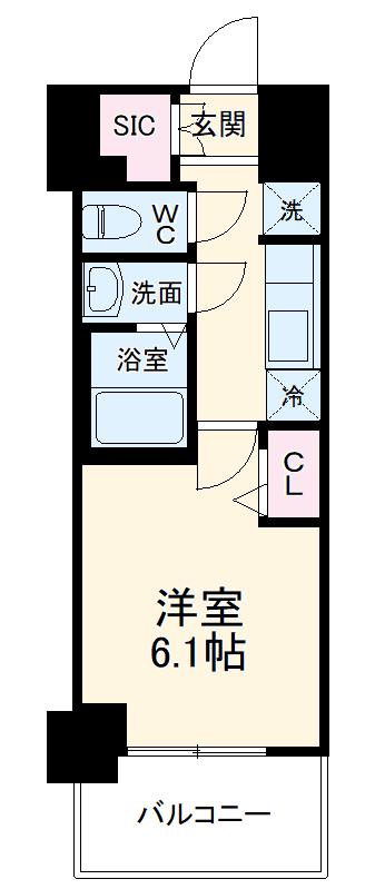 ディアレイシャス浅間町Ⅲ(1K/10階)の間取り写真