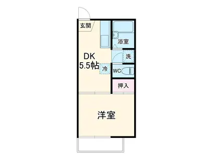 クレセント渡辺 A(1K/1階)の間取り写真