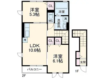 セレスト 壱番館(2LDK/2階)の間取り写真