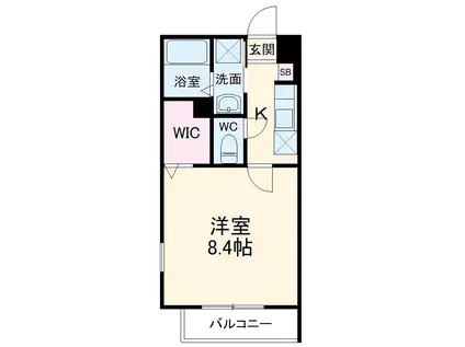 グランブルー海神(1K/2階)の間取り写真