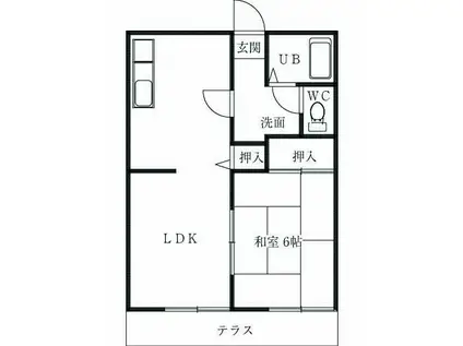 ハイツ雅野(1LDK/2階)の間取り写真