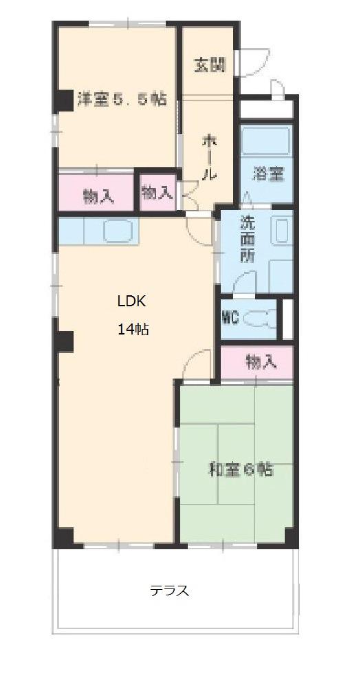 グランヒルズ横吹A(2LDK/2階)の間取り写真
