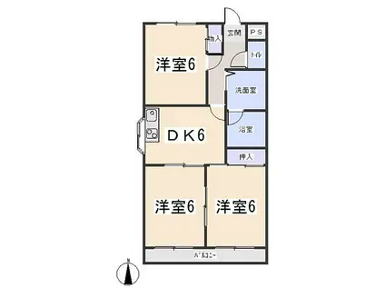 サウスシャトーONE(3DK/4階)の間取り写真