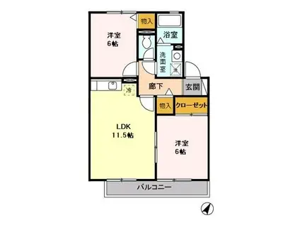 ラフィーネ(2LDK/2階)の間取り写真