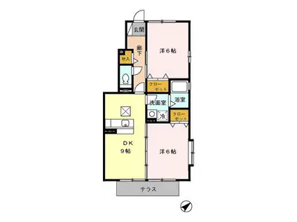 パークベルデ(2DK/1階)の間取り写真