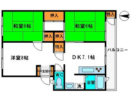 千里北町 A2(3DK/4階)の間取り写真