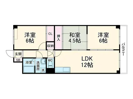 エクウス箕面(3LDK/3階)の間取り写真