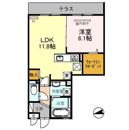ガーデンパレス箕面(1LDK/1階)の間取り写真