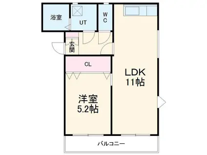 ピュアSEVEN(1LDK/2階)の間取り写真