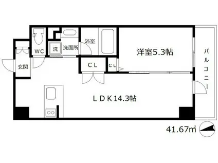 ボヌール梅田(1LDK/7階)の間取り写真