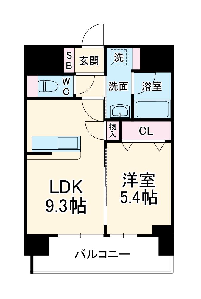 NOBLE UMEKITA(1LDK/5階)の間取り写真