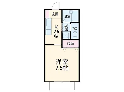 ルーム緑ノ丘(1K/2階)の間取り写真