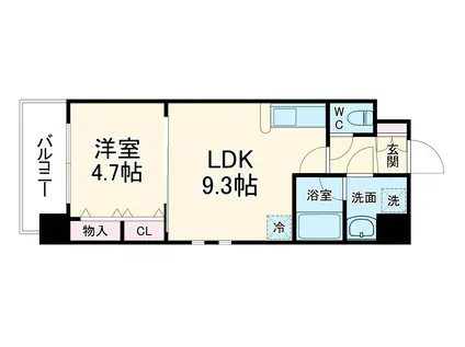 アーバネックス福島(1LDK/2階)の間取り写真