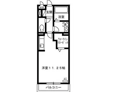 クリークⅡ(ワンルーム/2階)の間取り写真