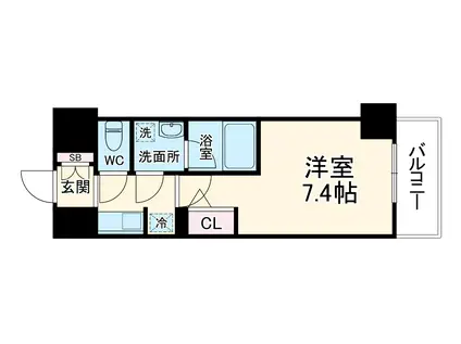 ファーストフィオーレ東梅田(1K/3階)の間取り写真