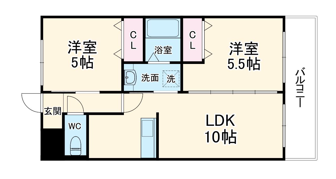 エステムプラザ梅田(2LDK/3階)の間取り写真